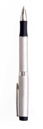 Silver ball pen isolated on a white background