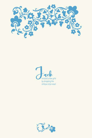 Vector template with classic blue floral ornaments or calligraphic vignetteのイラスト素材