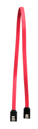 Red computer cable isolated on white background