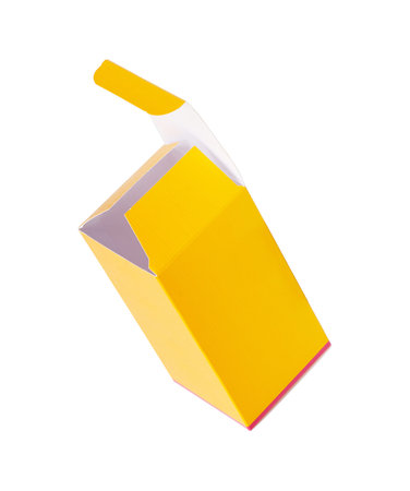 Orange packing box isolated on white background.
