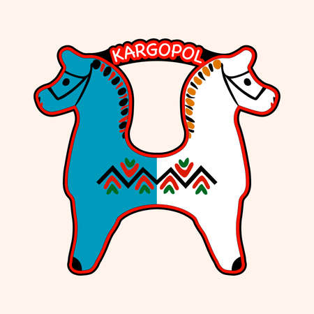 Vector mockup of magnet souvenir traditional folk style of Kargopol (Russia)のイラスト素材