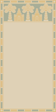 Vector poster or document in Assyrian style with palm trees and zigguratsのイラスト素材