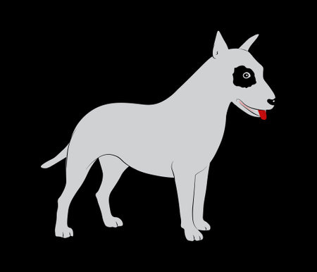 vector drawing. Black dog isolated on white background. bull terrierのイラスト素材