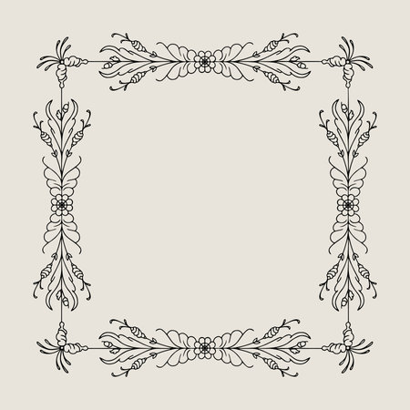 Vector template with classic floral ornaments or calligraphic frame in folk styleのイラスト素材
