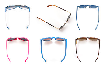 Set of sunglasses isolated on white background for applying on a portraitの写真素材