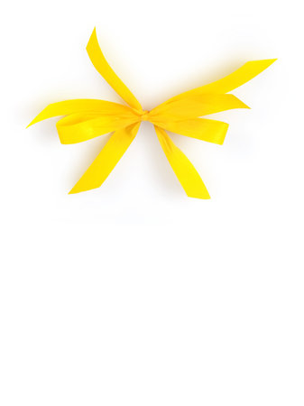 Template for greeting card or a poster with a blank inscription and yellow bow