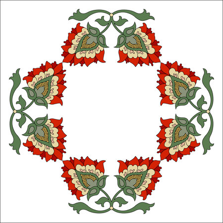 Vector template with traditional folk floral ornamentsのイラスト素材