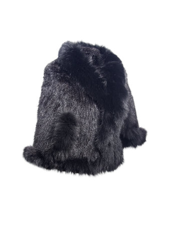 Ornate female fur coat made from mink fur isolated on white backgroundの写真素材