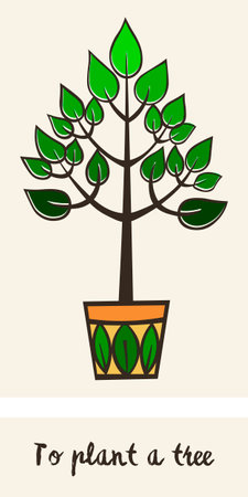 Hand-drawn vector elements: Garden tree in a flowerpotのイラスト素材