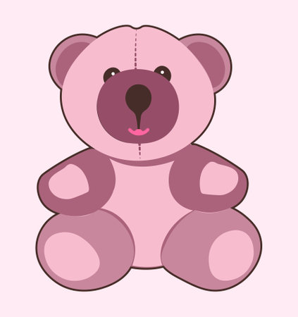 Vector baby pink Bear toy isolated on a white backgroundのイラスト素材