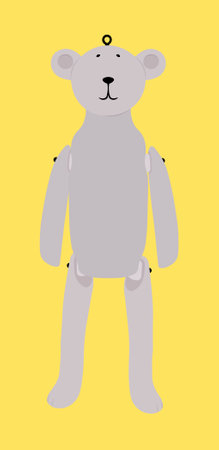 Vector baby wooden Bear toy isolated on a white backgroundのイラスト素材