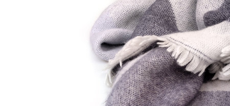 Isolated background beautiful warm wool scarf
