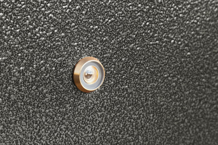 Isolated input metal door and peephole: background and texture
