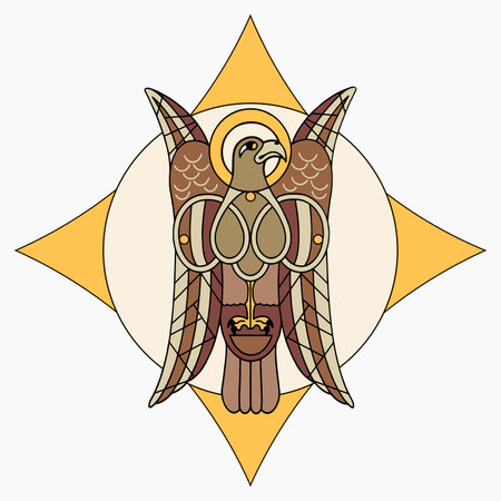 vector drawing. Heraldic medieval eagle isolated on backgroundのイラスト素材