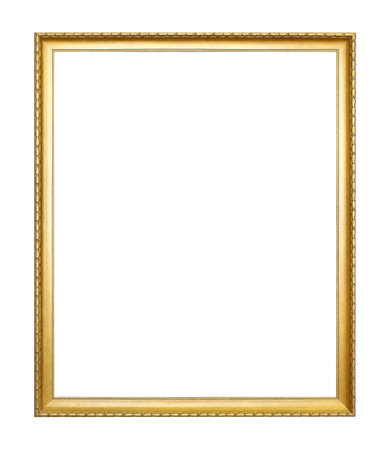 Golden frame for paintings, mirrors or photo isolated on white backgroundの写真素材