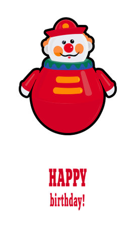 Vector drawing of a clown (Roly-poly toy toy). birthday cardのイラスト素材