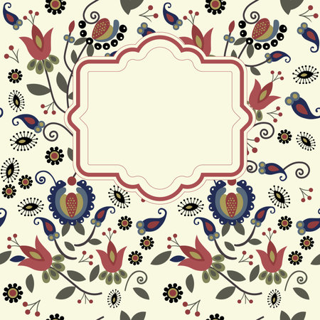 Vector template with floral ornament for poster, banner, postcard, tagのイラスト素材
