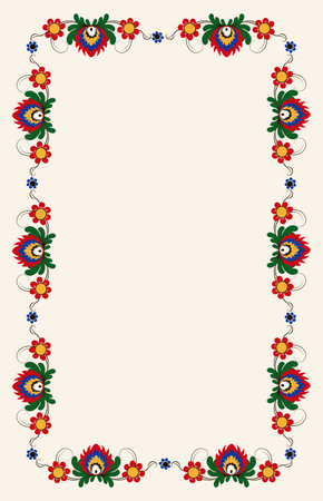 Vector frame pattern in folk style (Slovakia)のイラスト素材