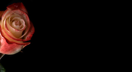 Natural rose isolated on a black backgroundの写真素材