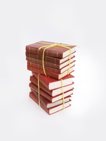 Red books isolated on a white backgroundの写真素材
