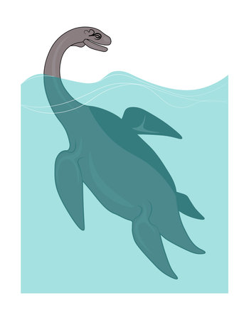 Vector prehistoric animal in the ocean (cryptoclides) isolated on a white backgroundのイラスト素材