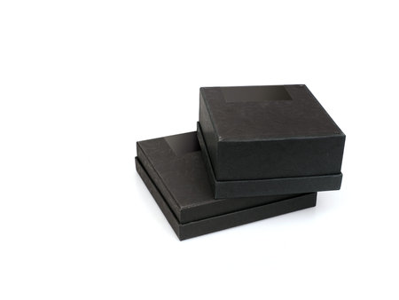 Two black gift boxes isolated on white background