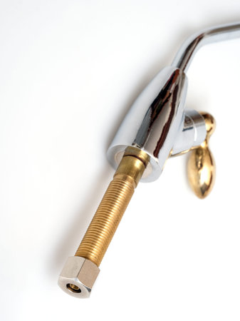 Tap (valve) for filtered drinking water isolated on white background (detail)の写真素材