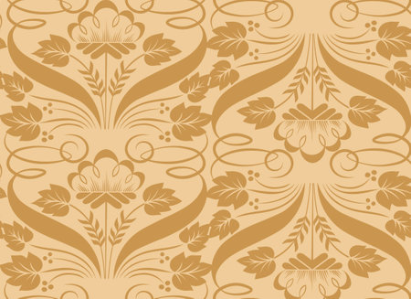 Seamless pattern with wildflowers, leaves and branchesのイラスト素材