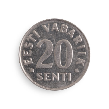 Old Estonian 20 senti coin. Estonian inscription Estonian Republic in English. Design element with...