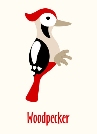 Vector picture. Children's toy woodpecker isolated imageのイラスト素材