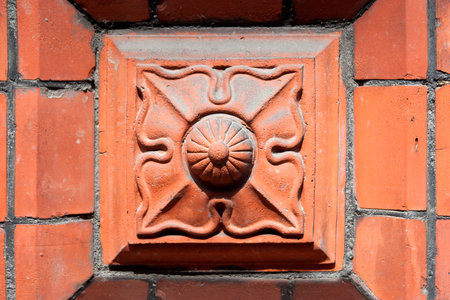 Gothic brick wall of St. Peter's Church, Malmo, Swedenの写真素材