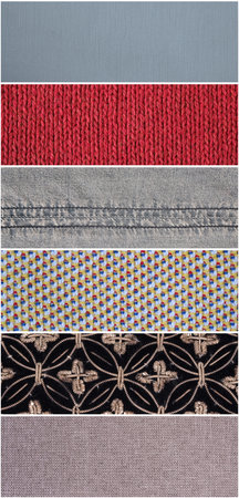 Set of isolated textile fragments for creating a background