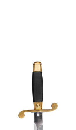Black handle of a combat dagger isolated on a white background. Design element with clipping path