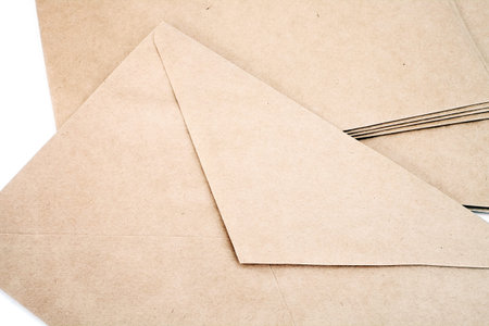 Envelopes of craft paper isolated on a white background