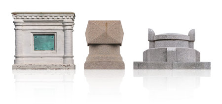 Set of stone pedestals on a white background