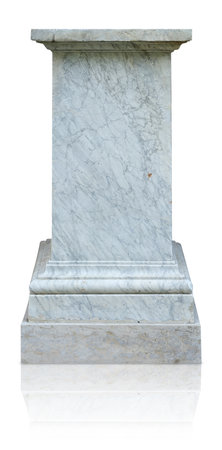 Marble pedestal isolated on a white background. Design element with clipping pathの写真素材