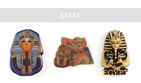Souvenir (magnet) from Egypt isolated on white backgroundの写真素材