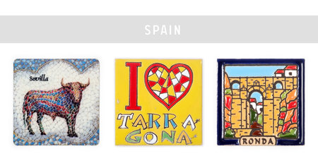 Souvenir (magnet) from Spain isolated on white backgroundの写真素材