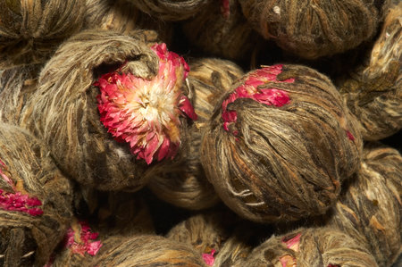 Chinese vegetable floral tea isolated surface backgroundの写真素材