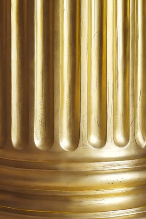 Gilded classical column in the 18th century palace (isolated background)