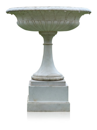 Antique decorative marble vase isolated on white background. Design element with clipping pathの写真素材