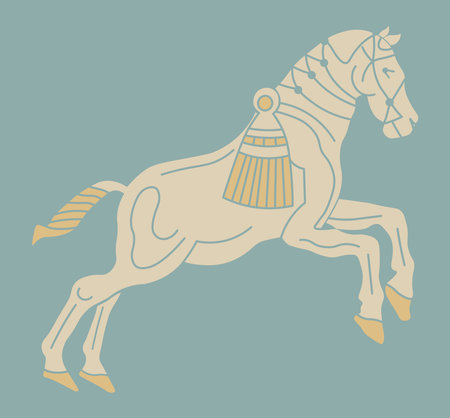 Vector picture Assyrian horse from Sumerian mythology in Assyrian styleの写真素材