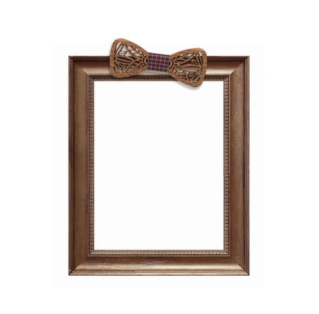 Wooden frame for paintings, mirrors or photo isolated on white backgroundの写真素材