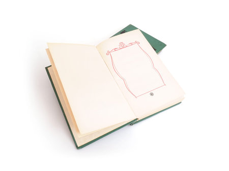 Stack of books in color covers with white sheets isolated on a white background