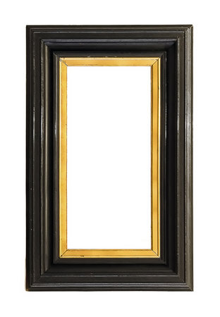 Panoramic wooden frame for paintings, mirrors or photo isolated on white background, cutout readyの写真素材