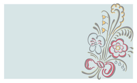 Vector template of a gentle blue card with floral ornamentの写真素材