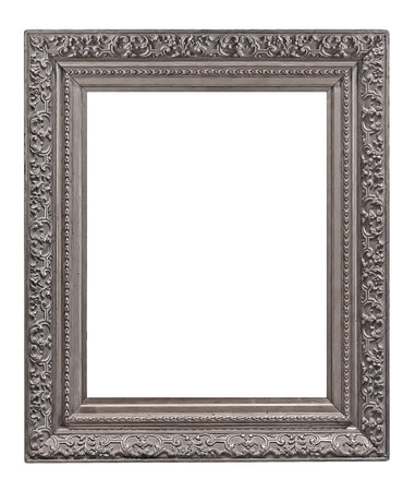 Silver frame for paintings, mirrors or photo isolated on white backgroundの写真素材
