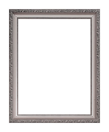 Silver frame for paintings, mirrors or photo isolated on white backgroundの写真素材