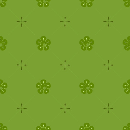 Shield with roses isolated on seamless green backgroundの写真素材