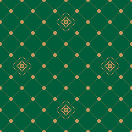 Chinoiserie style seamless pattern in green and vintage gold. Rasterized copy